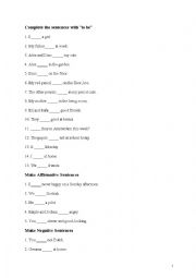 English Worksheet: simple present of be and third person