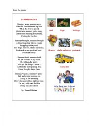 English Worksheet: BACK TO SCHOOL (a poem)