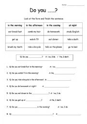 English Worksheet: Routine