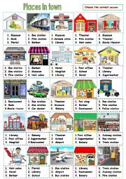 English Worksheet: Places in town Part 1