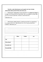 English Worksheet: e-pals and films