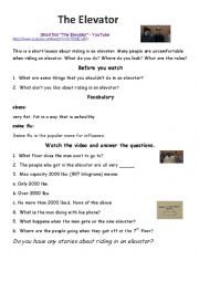 English Worksheet: The Elevator