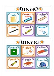 English Worksheet: PART 1 School Bingo Cards