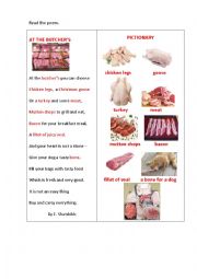 English Worksheet: BUTCHERS (a poem)