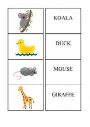 English Worksheet: Animals memory game