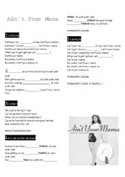 English Worksheet: Aint Your Mama