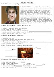 English Worksheet: Daniel Radcliff