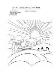 English Worksheet: LETS COLOUR THE LANDSCAPES.