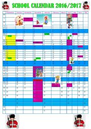 English Worksheet: SCHOOL CALENDAR 2016/2017