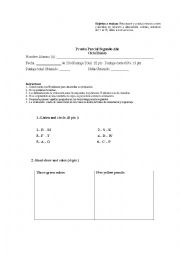 English Worksheet: Test Bounce 2 unit 1