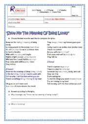 English Worksheet: Show me the meaning of being lonely