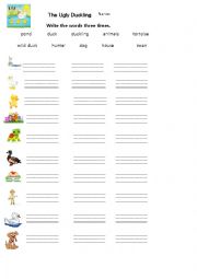 English Worksheet: The Ugly Duckling Writing Fun 