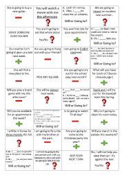 English Worksheet: Will Vs. Going To Coin Toss Game