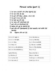 English Worksheet: Phrasal verbs