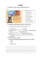 English Worksheet: Zootopia