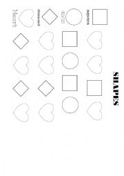 English Worksheet: Shapes. square, circle, diamond, heart