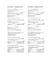 English Worksheet: Eric Claption - Change the world