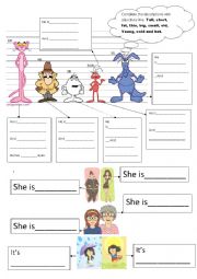 English Worksheet: Adjetives : Tall,Short, old, young, etc. 