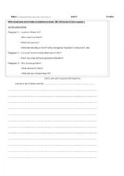 English Worksheet: Composition Writing - Holidays 