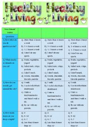 English Worksheet: Healthy lifestyle questionnaire