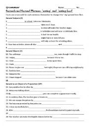 English Worksheet: Gerunds and Gerund Phrases