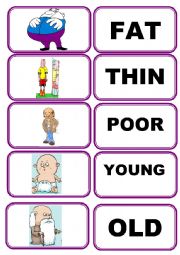 English Worksheet: Memory Game Adjective 1/2