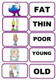 English Worksheet: Memory Game Adjective 1/2