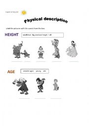 Physical Descriptions - Disney characters