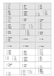 English Worksheet: Irregular Past Tense Verb Flashcards