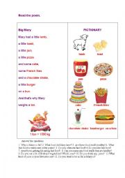 English Worksheet: BIG MARY (a poem)