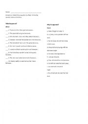 English Worksheet: Cause and Effect 