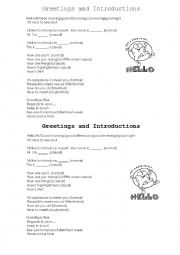English Worksheet: Introductions and Greetings