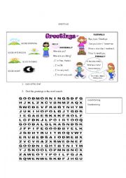 English Worksheet: GREETINGS