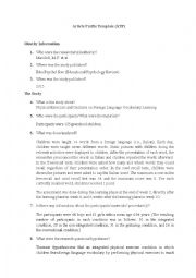 English Worksheet: Article Profile Template