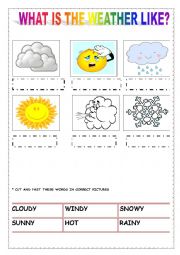 English Worksheet: WHAT IS THE WEATHER LIKE?