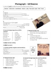 English Worksheet: Photograph Song