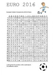 European Football Championship 2016 - Word search