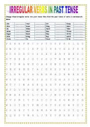 IRREGULAR VERBS (wordsearch & exercise)