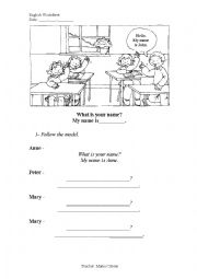 English Worksheet: whats your name?