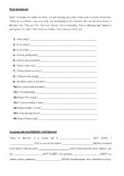 English Worksheet: PRESENT CONTINUOUS READING COMPREHESION ANSWER