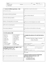 English Worksheet: evaluation 2 grande high school