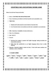 English Worksheet: Countable and uncountable nouns game