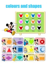 English Worksheet: colours and shapes