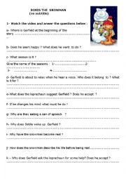 English Worksheet: Garfield and Boris the snowman