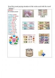 English Worksheet: MONEY (a poem + a matching task with money collocations)