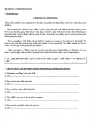 English Worksheet: CHILDHOOD MEMORIES