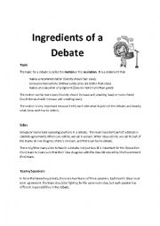 English Worksheet: Ingredients of a Debate