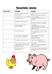 English Worksheet: Phrasal Verbs - Animasl