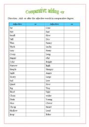 English Worksheet: Comparative: adding er