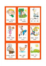 English Worksheet: Irregular Verbs - Cards - Set 5/10